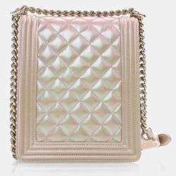 Pre Owned Chanel Iridescent Calfskin North South Boy Flap Bag