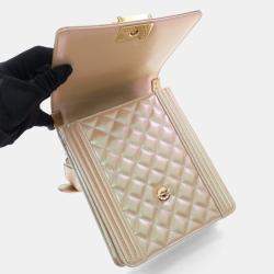 Pre Owned Chanel Iridescent Calfskin North South Boy Flap Bag