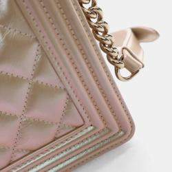 Pre Owned Chanel Iridescent Calfskin North South Boy Flap Bag
