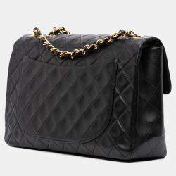 Pre Owned Chanel Black Maxi XL Classic Lambskin Single Flap