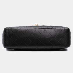 Pre Owned Chanel Black Maxi XL Classic Lambskin Single Flap