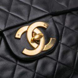 Pre Owned Chanel Black Maxi XL Classic Lambskin Single Flap