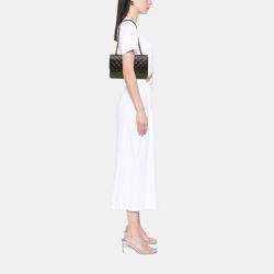 Pre Owned Chanel Green Medium Classic Tricolor Lambskin Double Flap