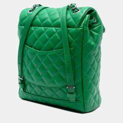 Pre Owned Chanel Green Small Lambskin Urban Spirit Backpack