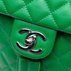 Pre Owned Chanel Green Small Lambskin Urban Spirit Backpack