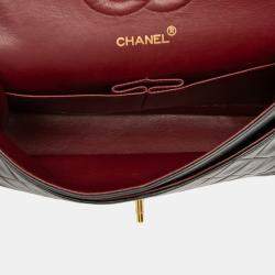Pre Owned Chanel Black Medium Classic Lambskin Double Flap