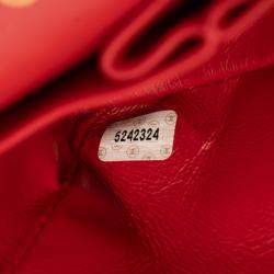 Pre Owned Chanel Red Small Classic Lambskin Double Flap