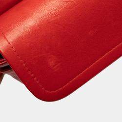 Pre Owned Chanel Red Small Classic Lambskin Double Flap