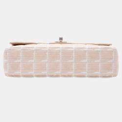 Pre Owned Chanel Beige Medium New Travel Line Nylon Single Flap