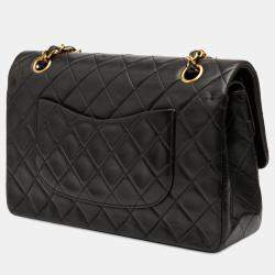 Pre Owned Chanel Black Medium Classic Lambskin Double Flap