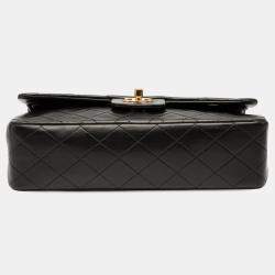 Pre Owned Chanel Black Medium Classic Lambskin Double Flap