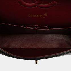 Pre Owned Chanel Black Medium Classic Lambskin Double Flap