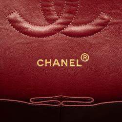 Pre Owned Chanel Black Medium Classic Lambskin Double Flap