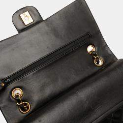 Pre Owned Chanel Black Medium Classic Lambskin Double Flap