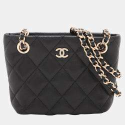 Pre Owned Chanel Black Mini Quilted Caviar Shoulder Bag