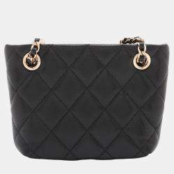 Pre Owned Chanel Black Mini Quilted Caviar Shoulder Bag