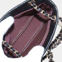 Pre Owned Chanel Black Mini Quilted Caviar Shoulder Bag