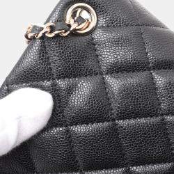 Pre Owned Chanel Black Mini Quilted Caviar Shoulder Bag