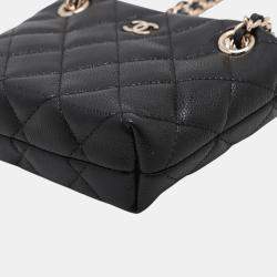 Pre Owned Chanel Black Mini Quilted Caviar Shoulder Bag