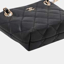 Pre Owned Chanel Black Mini Quilted Caviar Shoulder Bag