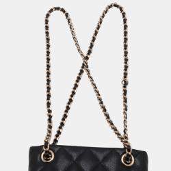Pre Owned Chanel Black Mini Quilted Caviar Shoulder Bag