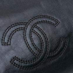 Pre Owned Chanel Black CC Lambskin Tortoise Top Handle Tote