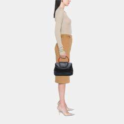 Pre Owned Chanel Black CC Lambskin Tortoise Top Handle Tote