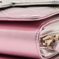 Pre Owned Chanel Pink Mini Metallic Lambskin Like a Wallet Flap