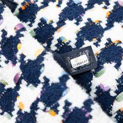 Pre Owned Chanel Navy Blue Medium Houndstooth Tweed 19 Flap