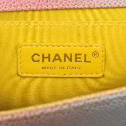 Pre Owned Chanel Multicolor Old Medium Quilted Caviar Rainbow Boy Flap