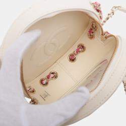 Pre Owned Chanel Pink/White Lambskin La Pausa Coco Lifesaver Round Bag