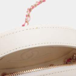 Pre Owned Chanel Pink/White Lambskin La Pausa Coco Lifesaver Round Bag