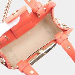 Pre Owned Chanel Red Mini Calfskin Label Click Shopping Tote