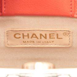 Pre Owned Chanel Red Mini Calfskin Label Click Shopping Tote