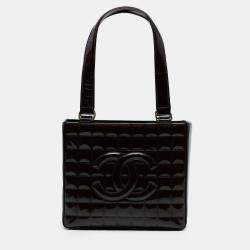Pre Owned Chanel Brown CC Chocolate Bar Patent Shoulder Bag