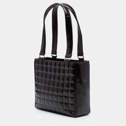 Pre Owned Chanel Brown CC Chocolate Bar Patent Shoulder Bag