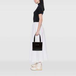 Pre Owned Chanel Brown CC Chocolate Bar Patent Shoulder Bag