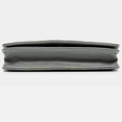 Pre Owned Chanel Grey Diagonal Chevron Calfskin Tassel Wallet On Chain