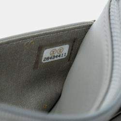 Pre Owned Chanel Grey Diagonal Chevron Calfskin Tassel Wallet On Chain