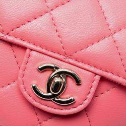 Pre Owned Chanel Pink Mini Lambskin CC in Love Heart Crossbody