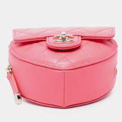 Pre Owned Chanel Pink Mini Lambskin CC in Love Heart Crossbody