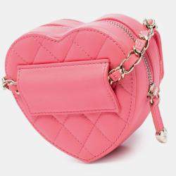 Pre Owned Chanel Pink Mini Lambskin CC in Love Heart Crossbody