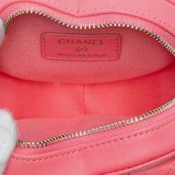 Pre Owned Chanel Pink Mini Lambskin CC in Love Heart Crossbody