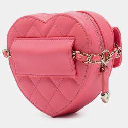 Pre Owned Chanel Pink Mini Lambskin CC in Love Heart Crossbody