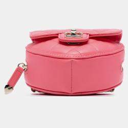Pre Owned Chanel Pink Mini Lambskin CC in Love Heart Crossbody