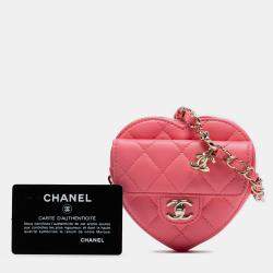 Pre Owned Chanel Pink Mini Lambskin CC in Love Heart Crossbody