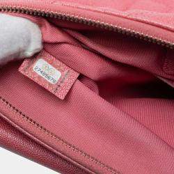 Pre Owned Chanel Pink Medium CC Quilted Caviar Flap Cosmetic Case