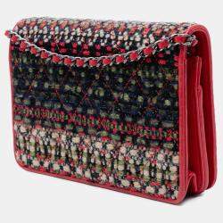 Pre Owned Chanel Multicolor CC Quilted Tweed Wallet On Chain