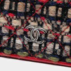 Pre Owned Chanel Multicolor CC Quilted Tweed Wallet On Chain