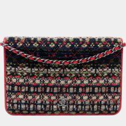 Pre Owned Chanel Multicolor CC Quilted Tweed Wallet On Chain